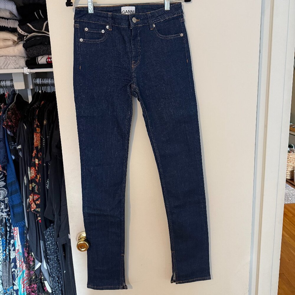 GANNI Side Slit Dark Wash Jeans - Picture 3 of 9